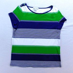 Liz Claiborne Short Sleeve Shirt for women Striped Multicolor Size XL